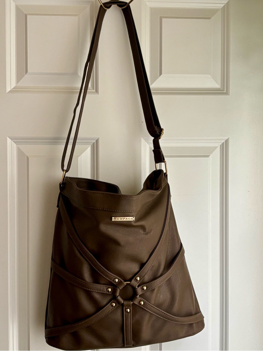 Rampage Dark Brown Faux Leather Shoulder Hobo Bag